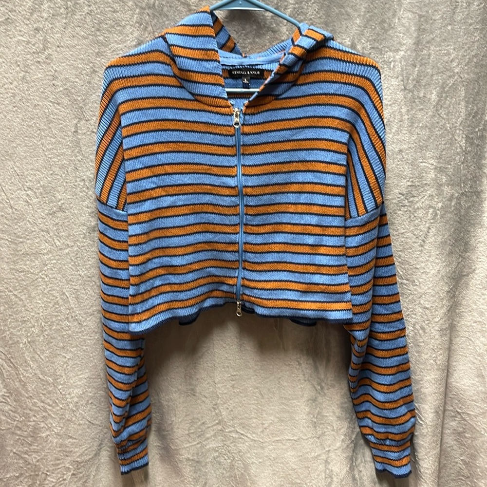 Kendall & Kylie Stripped Cropped Hoodie